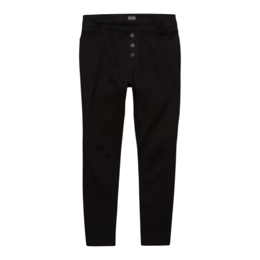 a.n.a Black High Rise Frayed Hem Button Fly Stretch Denim Jeggings Size 12